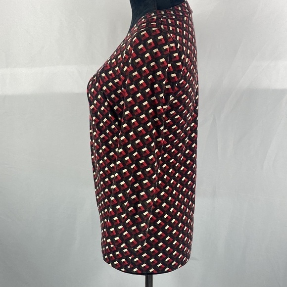 Ann Taylor Loft 3/4 Sleeve Square Neck Cotton Top with Geometric Print - Picture 4 of 6